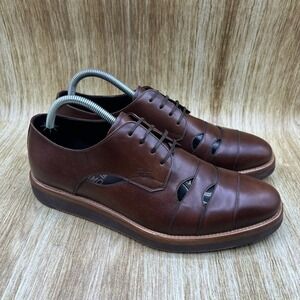 Salvatore Ferragamo Famoso Leather Oxfords Mens 7.5 2E Brown Italian Dress Shoes